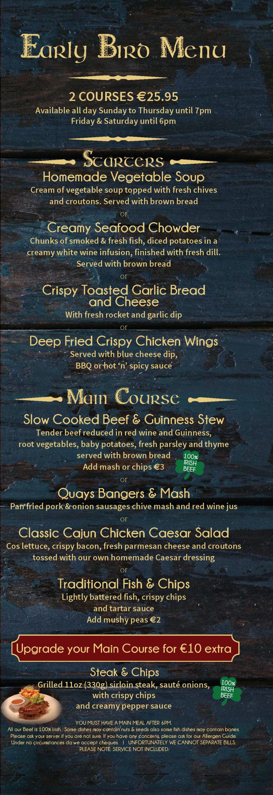 Early Bird Menu